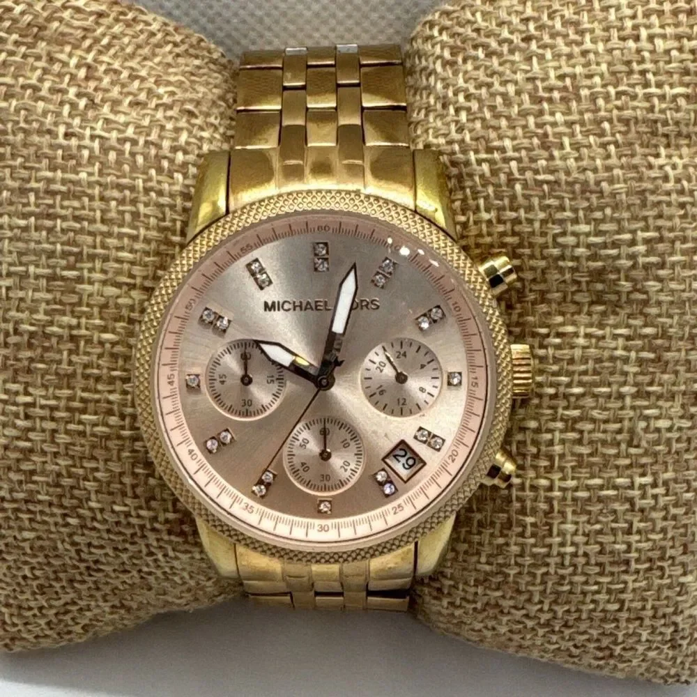 Michael Kors Ritz MK6077 Women's Rose Gold Analog Dial Quartz Wrist Watch JNA295